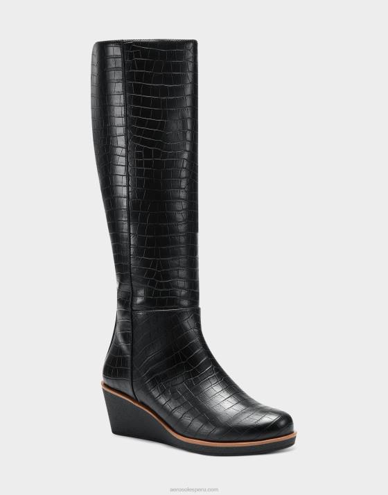 bota alta croco negro Aerosoles F846118 mujer