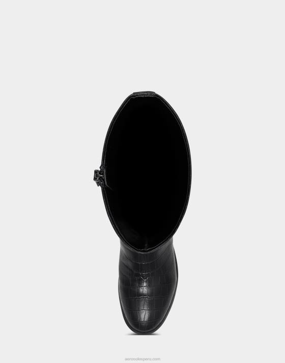 bota alta croco negro Aerosoles F846123 mujer