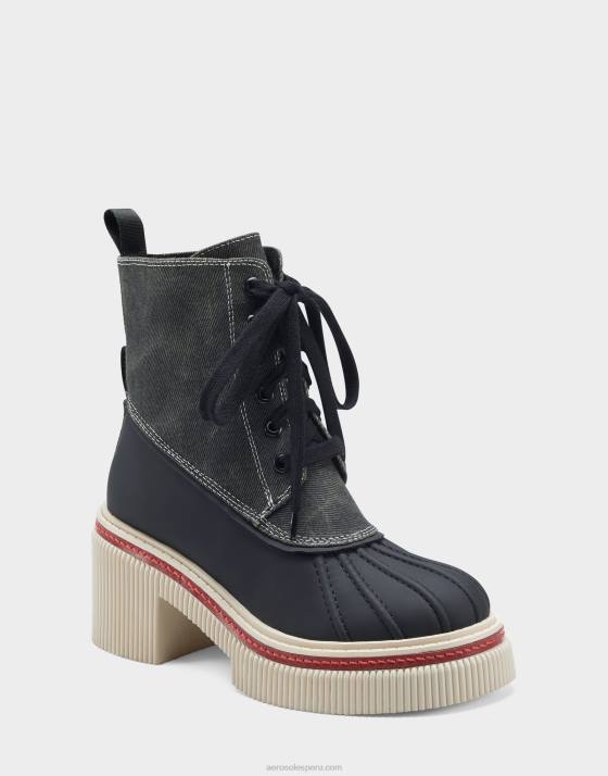 bota media pantorrilla lona negra Aerosoles F84648 mujer