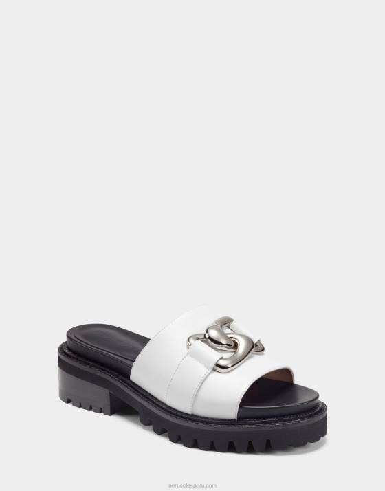 sandalia de cuero blanco Aerosoles F846297 mujer