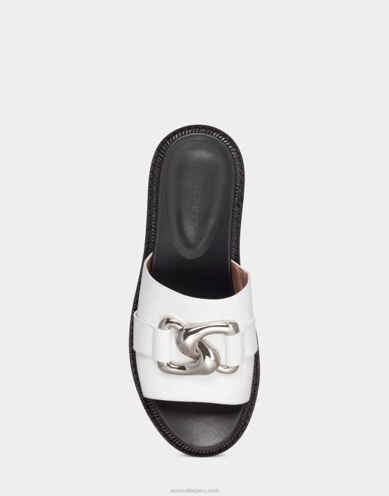 sandalia de cuero blanco Aerosoles F846297 mujer
