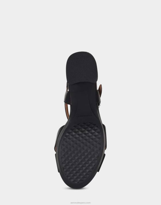 sandalia de cuero negro Aerosoles F846338 mujer