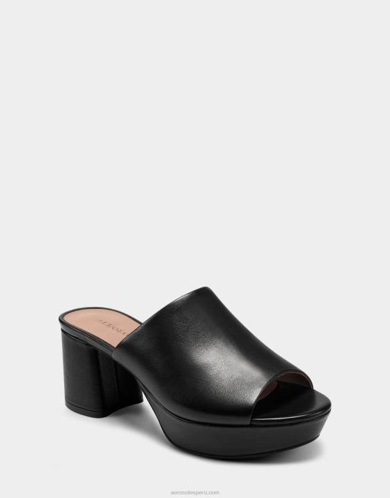 sandalia de cuero negro Aerosoles F846393 mujer