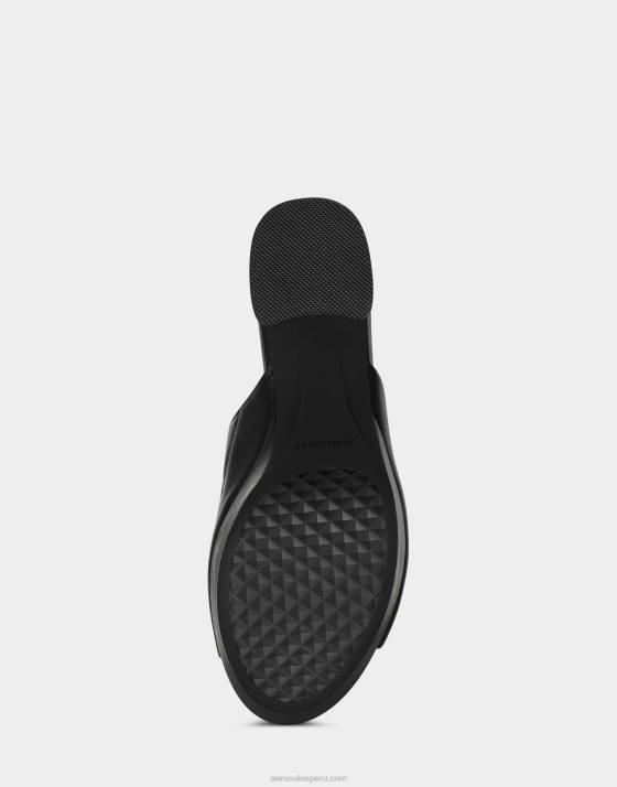 sandalia de cuero negro Aerosoles F846393 mujer
