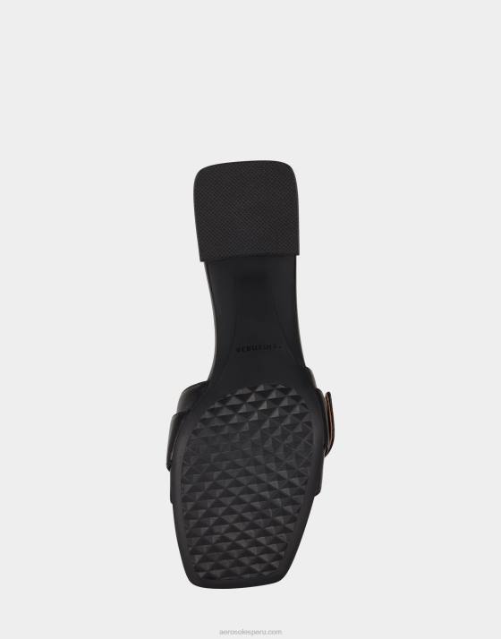 sandalia de cuero negro Aerosoles F846434 mujer