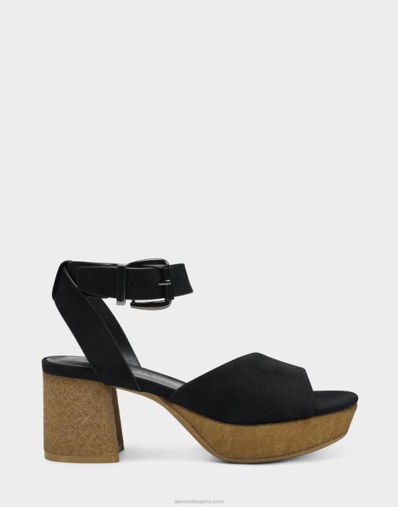 sandalia nubuck negra Aerosoles F846385 mujer