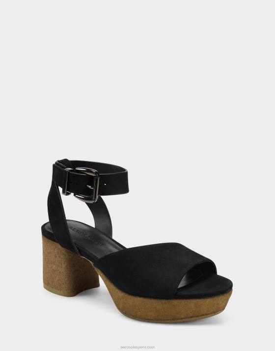 sandalia nubuck negra Aerosoles F846385 mujer