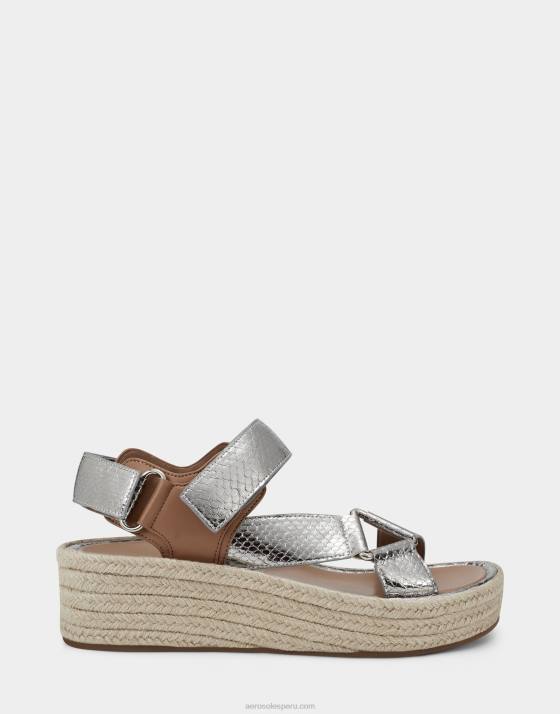sandalia plateada metalizada Aerosoles F846403 mujer