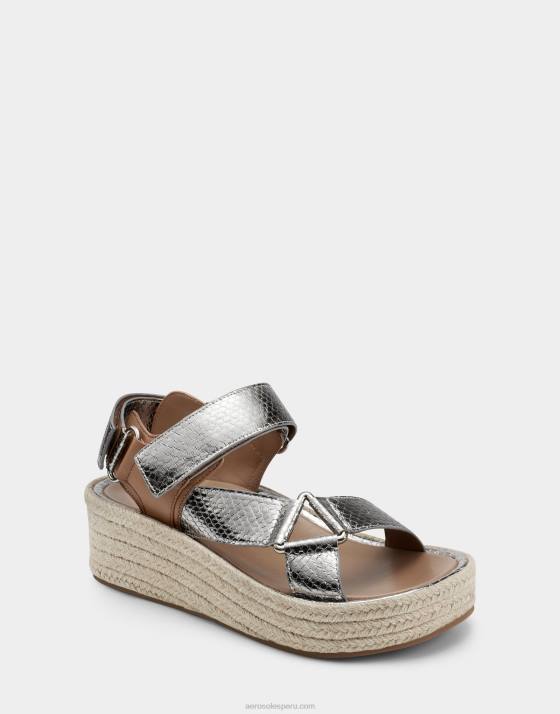 sandalia plateada metalizada Aerosoles F846403 mujer