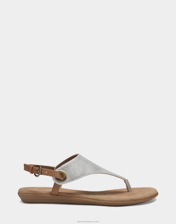 sandalia plateada metalizada Aerosoles F846478 mujer