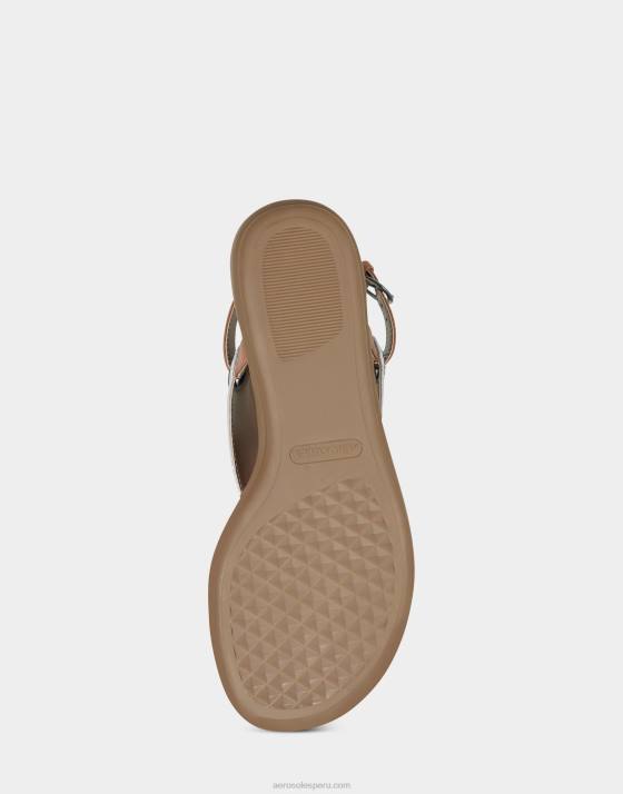 sandalia plateada metalizada Aerosoles F846478 mujer