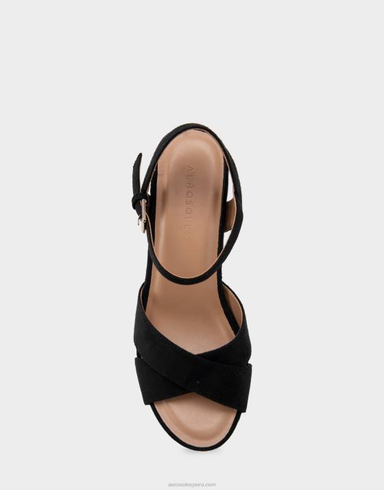 cuña de gamuza negra Aerosoles F846320 mujer