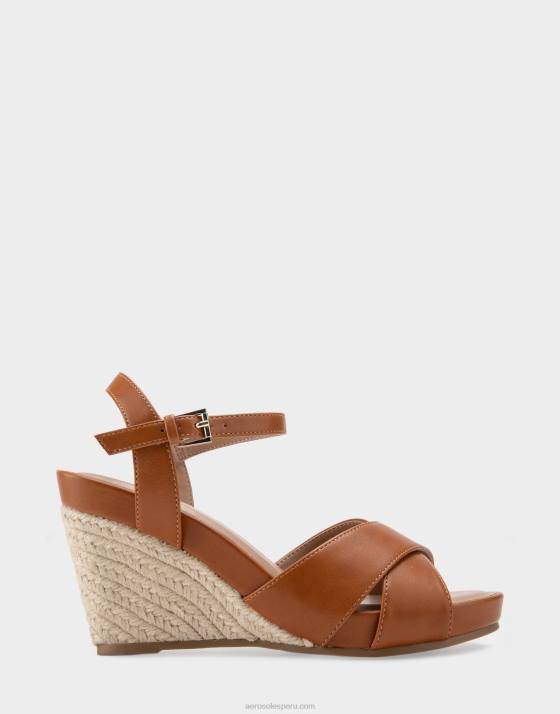 cuña de piel sintética color canela Aerosoles F846317 mujer