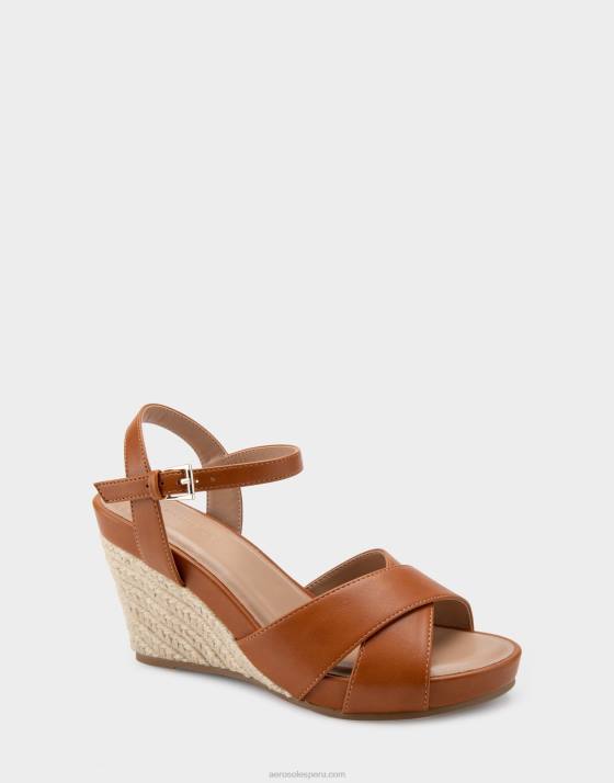 cuña de piel sintética color canela Aerosoles F846317 mujer