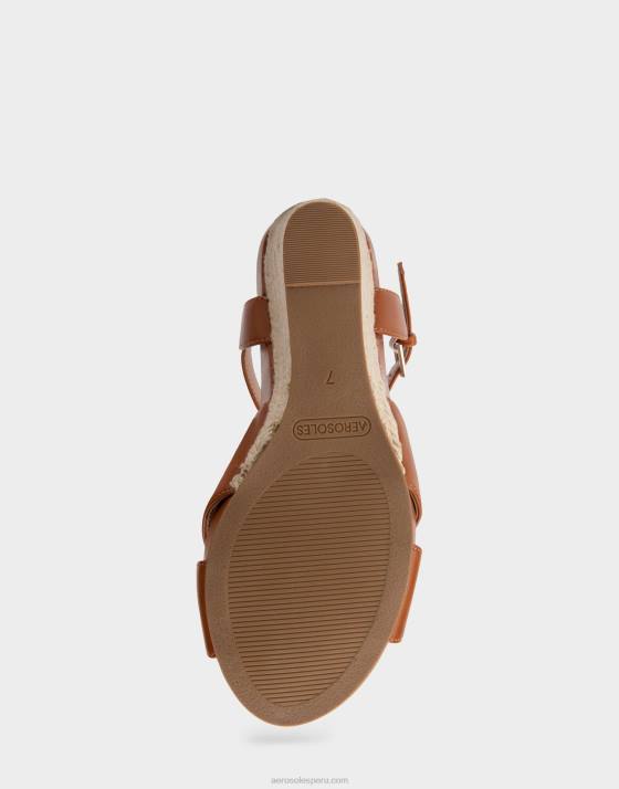 cuña de piel sintética color canela Aerosoles F846317 mujer