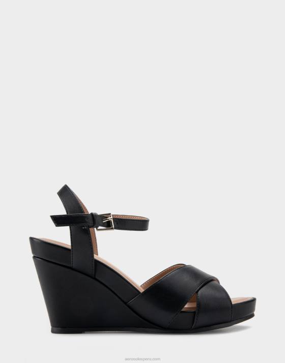 cuña de piel sintética negra Aerosoles F846319 mujer