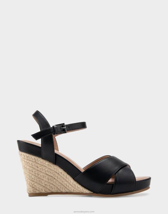 cuña de piel sintética negra Aerosoles F846323 mujer