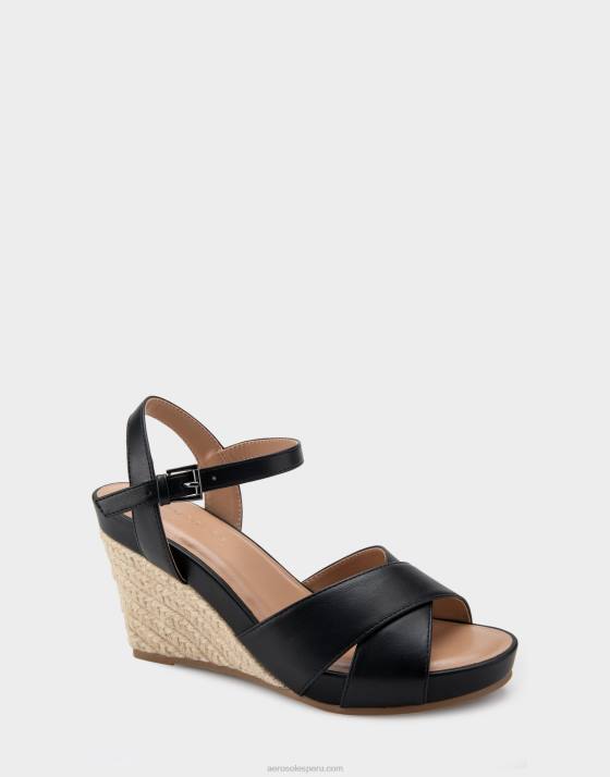 cuña de piel sintética negra Aerosoles F846323 mujer