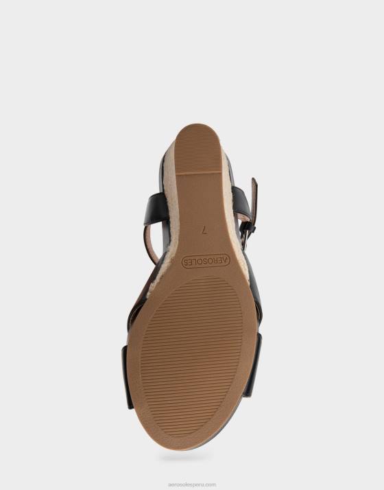 cuña de piel sintética negra Aerosoles F846323 mujer