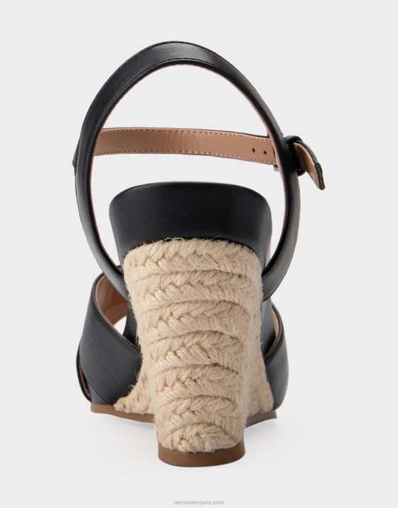 cuña de piel sintética negra Aerosoles F846323 mujer