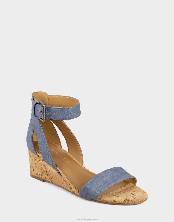 sandalia cuña azul medio Aerosoles F846330 mujer