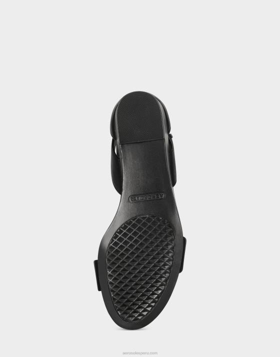 sandalia cuña piel negra Aerosoles F846334 mujer
