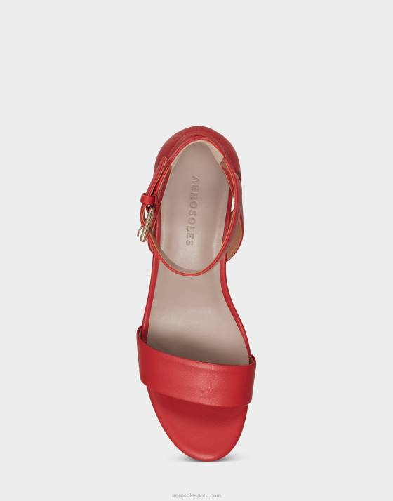sandalia cuña piel roja Aerosoles F846324 mujer
