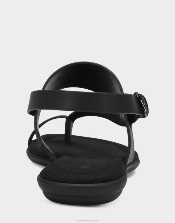 sandalia plana polipiel negra Aerosoles F846468 mujer