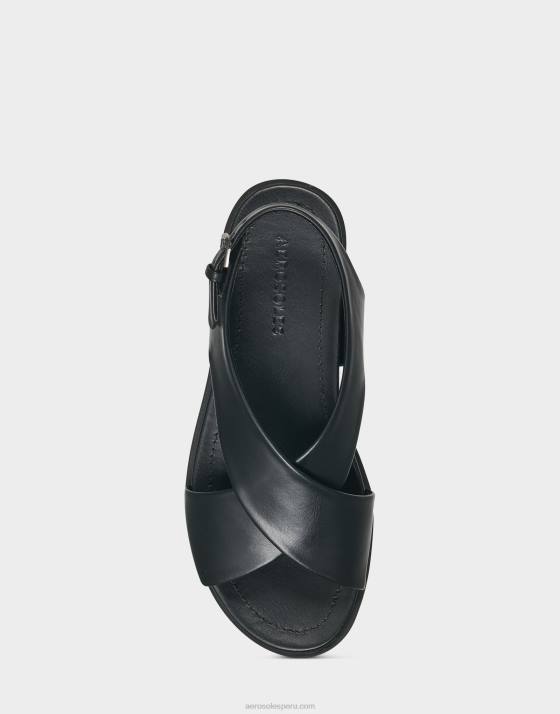 sandalia plana polipiel negra Aerosoles F846474 mujer