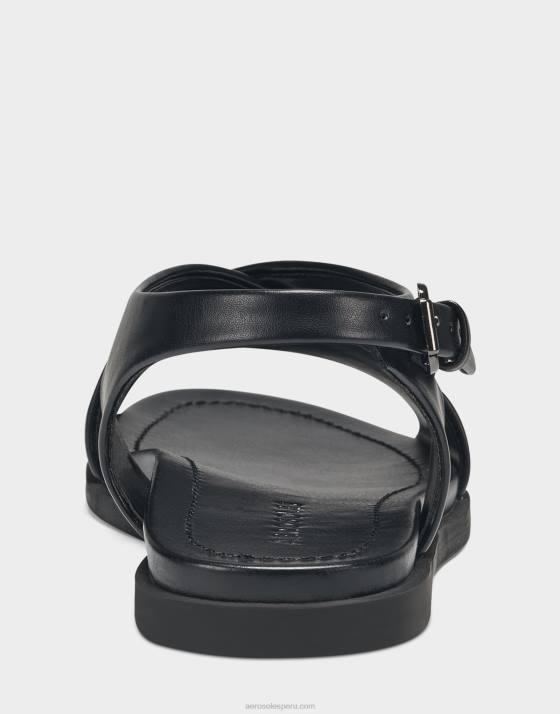 sandalia plana polipiel negra Aerosoles F846474 mujer
