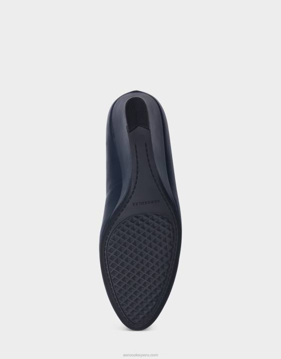 cuña de cuero azul marino Aerosoles F846327 mujer