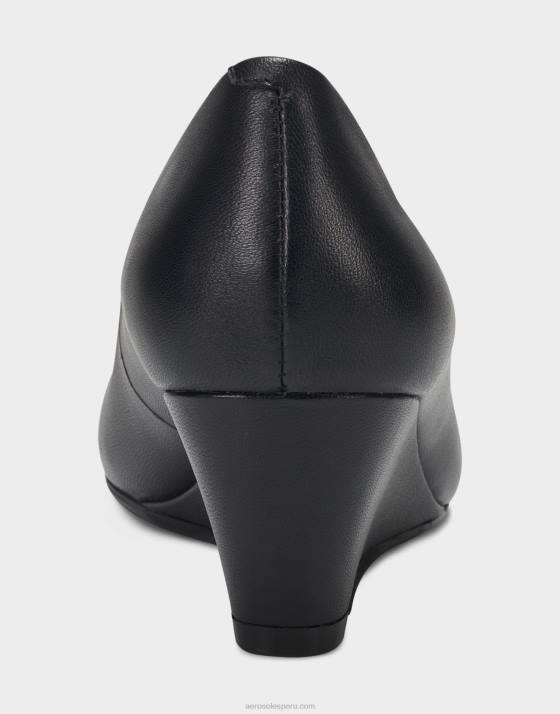cuña de cuero negro Aerosoles F846328 mujer