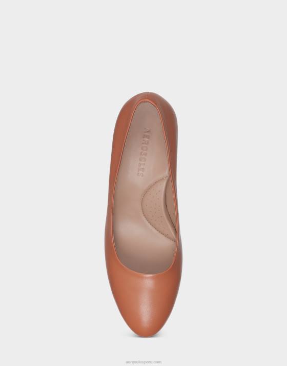 cuña de cuero tostado Aerosoles F846326 mujer