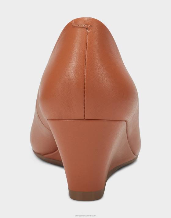 cuña de cuero tostado Aerosoles F846326 mujer