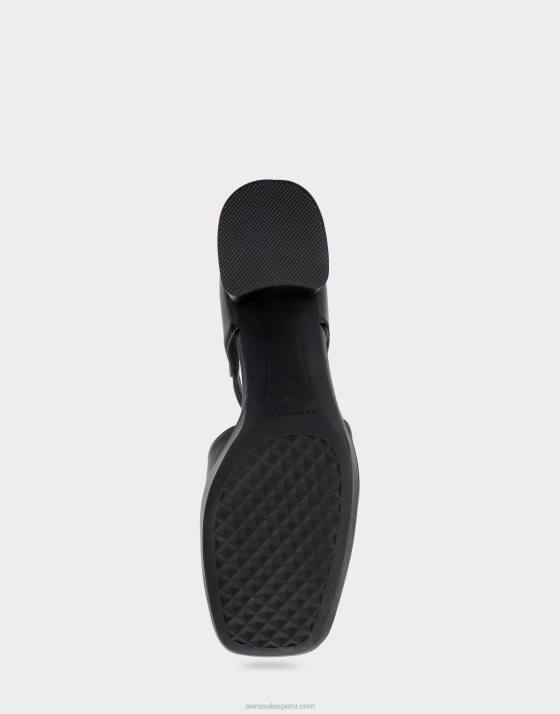 tacón de plataforma de cuero negro Aerosoles F846366 mujer