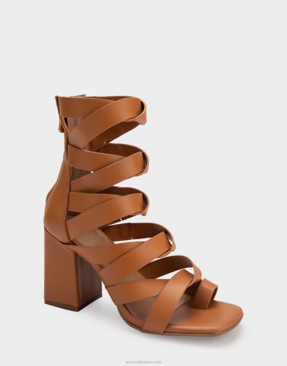 sandalia de tacón cuero tostado Aerosoles F846408 mujer