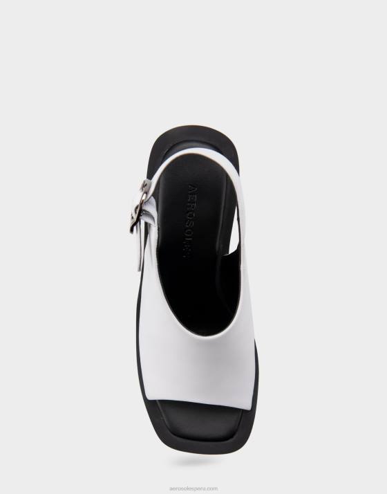 sandalia tacón piel blanca Aerosoles F846418 mujer
