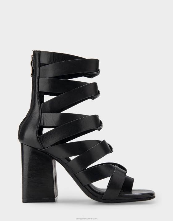 sandalia tacón piel negra Aerosoles F846407 mujer