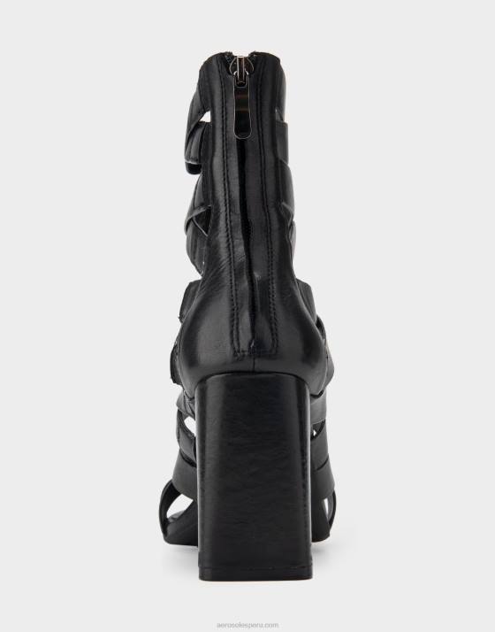 sandalia tacón piel negra Aerosoles F846407 mujer