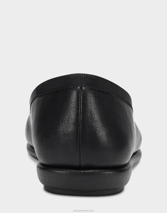 piel sintética negra plana Aerosoles F846484 mujer