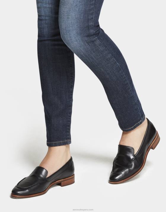 mocasín de cuero negro Aerosoles F846143 mujer