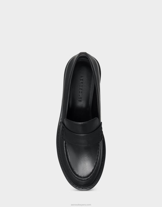 mocasín de cuero negro Aerosoles F846165 mujer