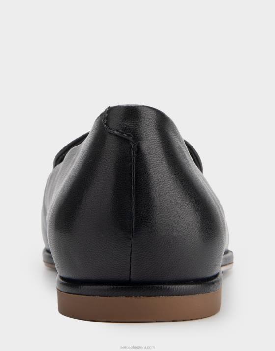 mocasín de cuero negro Aerosoles F846217 mujer