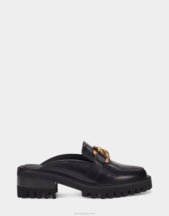 mule de cuero negro Aerosoles F846172 mujer