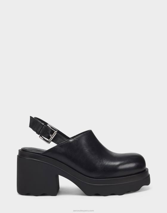 mule de cuero negro Aerosoles F846266 mujer