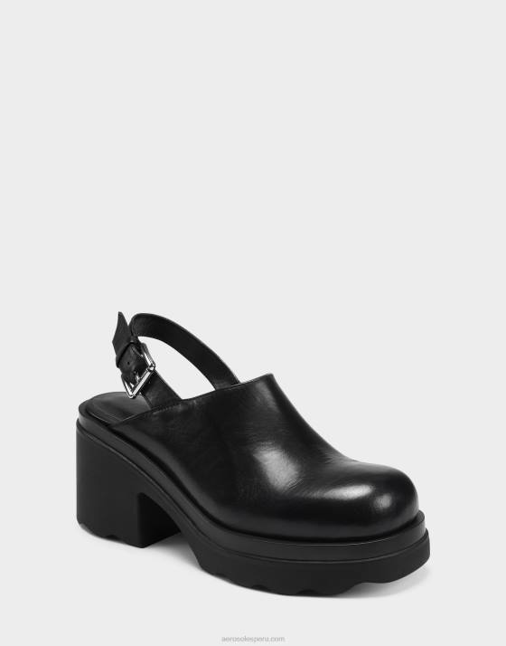 mule de cuero negro Aerosoles F846266 mujer